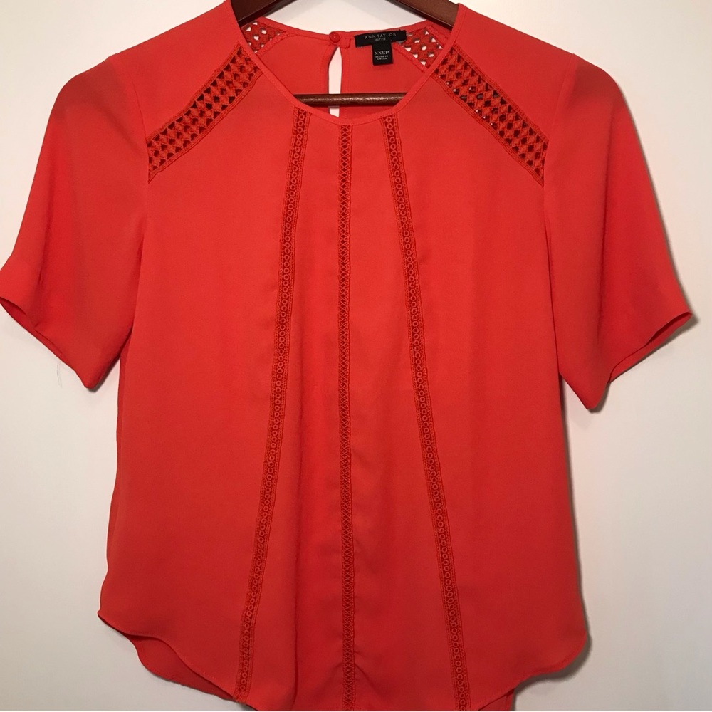 AT Petite Short Sleeve Blouse - Bright Orange